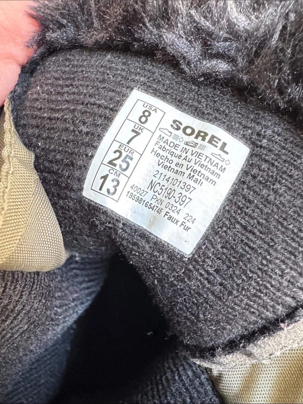 Sorel Toddler Olive Green and Black Insulated Snow Boots with Orange Logo 8T